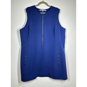 RACHEL Rachel Roy Royal Blue‎ Sleeveless Zip Front Shift Dress Plus Size 3X
